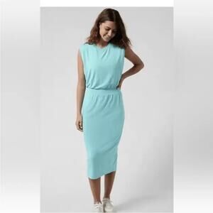 Athleta Santorini Cinch Knit Dress Turquoise Blue Size XXS